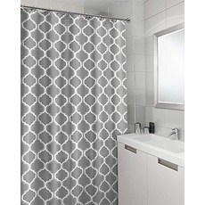 Sweet Home Collection 100% 면 장식 177.8cm x 182.8cm 패션 욕실 샤워 커튼 그레이/미네랄