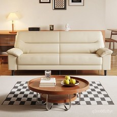 北歐小戶型皮藝沙發套裝，簡約客廳雙人三人位真皮沙發，辦公室適用, 咖啡色-海綿款【進口皮】,大三人【200*80*85cm】, 1個