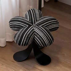 스툴 카페 가정용 모던 북유럽 보조 의자 메이크업 원형, 면 혼방 블랙 화이트