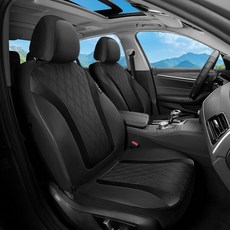 FLORICH 카시트 커버 앞 좌석 자동차용 가죽 시트 커버 방수 프로텍터 통기성 차량용 자동차 대부분의 트럭 SUV에 범용 핏 191043, 앞좌석 한 쌍, 2-블랙
