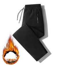 男士羽絨褲 90%白鴨絨冬季保暖運動長褲 大尺碼滑雪褲 休閒登山褲 加厚防風防水保暖褲, 2XL建議體重67.5-75公斤, 黑色平腳