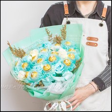 豪華版18顆金莎花棒+8朵香皂花花束 (附燈串-T色) A016, 1件, 單束