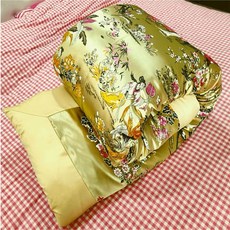 프라운 원앙금침 세트 실크 금침 이불 원앙 전통 혼수이불, 솜 없음 이불 커버만, 샴페인십이미아이