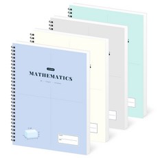 페이퍼릿 4분할 수학 노트 100g, 40매, 4개, 블루+아이보리+그레이+아쿠아