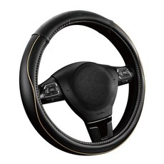 Skechers 메모리 폼 스티어링 휠 커버 파이핑 극세사 가죽 스티어링 휠 커버 스포티 범용 핏 35.6cm(14인치) 1.3cm(1/2-15인치) 자동차 휠 프로텍터 남성, 베이지, 1