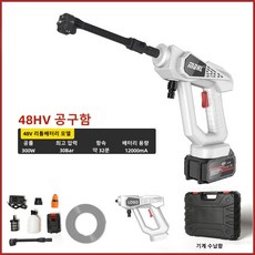 PYHO 고압세척기 초강력 휴대용 무선 고압세차기 6in1 셋트 12000mAh, 화이트 세트