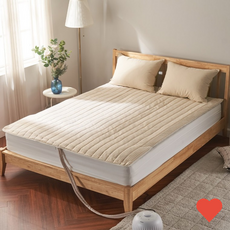 르레포 체크 소프트 마이크로 전기 온수매트 커버, 베이지