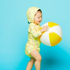 베이비앙 크리미 아기 유아 수영복 래쉬가드 세트(모자/상의/하의 수영장 기저귀포함)