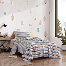 Eddie Bauer 주니어 - 트윈 XL 시트 얼룩 방지 유아 침구 매칭 샴 매우 부드러움 이상적인 보이 룸 필수품 (스트라이프 게임 블루 XL)469293, Vivid Stripe Yellow/Navy