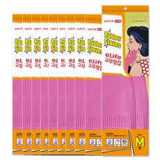 롯데 이라이프 고무장갑 M, 핑크, 10개