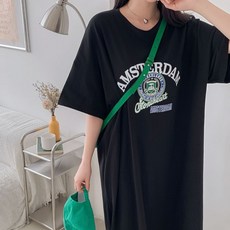 면100 테르 박스핏 반팔 맨투맨롱원피스 여성 여름 오버핏롱원피스 홈웨어 데일리 임산부