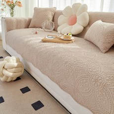 2026新款純棉異形沙發墊奶油風高級感四季通用防滑坐墊防貓抓套罩和顏墊-卡其110*210cm, 1件, 和顏墊-卡其