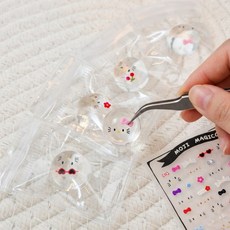 반려 말랑이 꾸미기 얼굴 스티커 지퍼백 세트 미니 투명 스퀴시, 12개, 1장, 10개