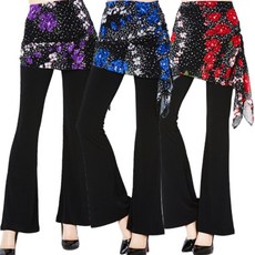 까르죠아 플라워 밴딩 힙스카프 랩스커트 라인댄스치마 댄스스포츠의상, XL, 블루