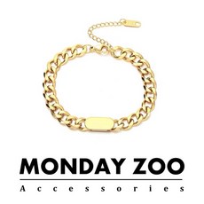 MONDAY ZOO 金色小金牌鈦鋼手鏈 時尚百搭 親膚舒適