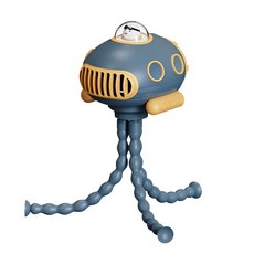 嬰兒車風扇 八爪風扇 水母風扇 推車風扇 氛圍燈 內建音樂 擺頭風扇 手持風扇 桌面風扇 纏繞懸掛扇, 深藍潛水艇風扇－內建音樂／4000mAh, 1個