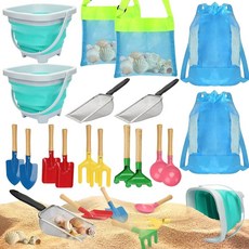 Mototo 9 PCS Collapsible Sand 샌드 Toys Kids BEACH 비치 Toy Sifter SET 세트 Shark Tooth MESH 메쉬 Shovel, 18 PCS