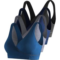 SUIEK 수유 수면 브라 임산부 브라렛 면 모유 4팩 블랙/스트라이프/버건디/아미 그린-4개 라지 190998