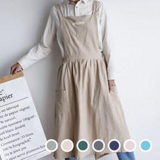 퓨어 컬러 프레쉬 린넨코튼 앞치마, 네이비, 1개