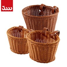 삼천리자전거 아동용/킥보드 PVC 라탄 바구니, 1개, M/연한브라운