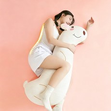 인체공학적 롱베개 여성용 경추지지 침대쿠션 측면수면 보조 숙면 쿠션, 담황색