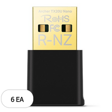 티피링크 AX1800 Nano Wi-Fi 6 무선 USB 어댑터, Archer TX20U Nano, 6개