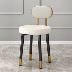 화장대의자 등받이 스툴 메이크업 카페 양털 흰색 파우더룸 침실 수툴, 골드백 그레이화이트