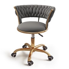 Maxinsk 고급 골드벨벳 화장대의자 높이조절 인테리어의자 침실 등받이의자 메이크업체어, 1개, 그레이