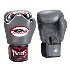 古川小夫 8oz 14oz TWINS 限量款 EYES系列 拳擊泰拳 手工真皮拳擊 泰拳ＭＭＡ 搏擊比賽拳套 灰色, 1個, 10oz
