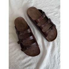 여성용 레트로 가죽 슬리퍼 발편한슬리퍼 버클슬리퍼