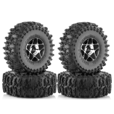 4pcs 63mm 1.0 인치 금속 비드 록 휠 타이어 1/18 1/24 크롤러 자동차 TRX4M SCX24 AX24 FCX24 업그레이드 부품 검은 색, 검은색