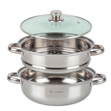 렉스퀸 모어 2단 찜기 스텐 인덕션 사용가능 냄비, 28cm