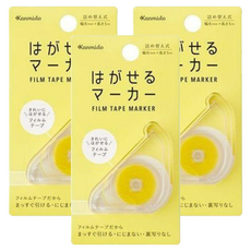 칸미도 떼어낼 수 있는 필름 테이프 마커 옐로, 1개입, 3개