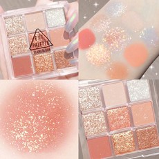 GLAMCOLOUR 九色眼影盤 閃粉珠光啞光大地色系, 1個, 01#9色眼影盤（爆閃金桔）, 爆閃金桔