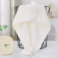 雲朵格幹發帽螺紋包邊珊瑚絨包頭巾吸水雲朵絨幹發巾免吹浴帽批發, 1個, 白色:25*65cm