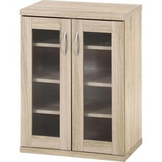 후지 보에키 라르고 73410 캐비닛 폭 23.6 x 깊이 16.3 높이 31.5 인치 (60 41.5 80 cm) 오크 화이트 찬장 우드 그레인 스타일 유리문 조립, brown (oak), cabinet