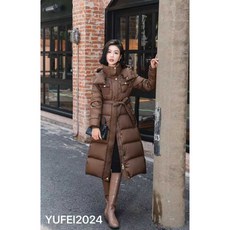 벨트롱패딩 폭스퍼롱패딩 트렌치점퍼 다운 자켓 겨울, 상세 페이지 참고, M 브라운
