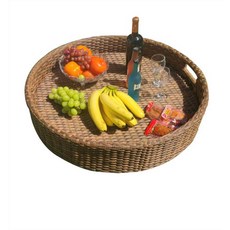 하트 원목 플로팅 트레이 쟁반 수영장 과일 호텔, 원형트레이(80x20) 라이트브라