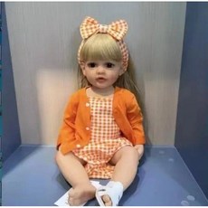 55cm 실물 같은 다시 태어난 인형 소프트 바디 실리콘 비닐 긴 머리, DD037308