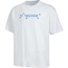 VICTOR 勝利 T-60035 針織 T-Shirt 羽球上衣 運動上衣, 1個, T-60035 A 牛奶白,S, 牛奶白