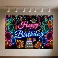 글로우 네온 생일 축하 배경 용품 댄스 카니발 파티 장식 반짝이는 사진 촬영, 01 120x90cm, 03 qmy512-23