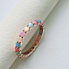 멀티 컬러 레인보우 슈가 테니스 반지