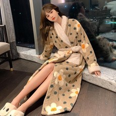 가운 남녀공용 빅사이즈 그린 샤워로브 와플 극세사 V넥, 809