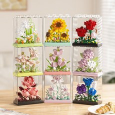 꽃 레고호환나노블록 방진 케이스 조립 미니 나노 러브스토리 플라워 만들기 DIY 장식 선물 인테리어, 1개, 러브스토리 플라워-9개