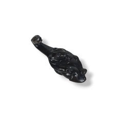 博古珍藏 天然和闐玉雕熊如意把玩．69公克．早期收藏老件．微沁．行家收藏