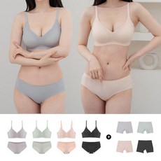 심리스 컴포트 후크 노와이어 브라팬티세트 12종 (브라 + 팬티2종 4세트)