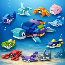 바다동물 10종 합체 블럭 세트, 1개