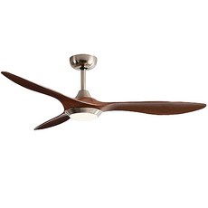 簡約現代全白色三葉吊扇 52吋 遙控LED三色變光 全銅電機ABS扇葉, CT299砂鎳+胡桃木色ABS葉(吊杆款)變頻遙控+三色變光