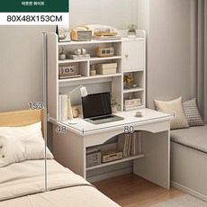 퀴브 화장대책상겸용 화장대거울 화장대서랍장, 높은형 단일문 웜화이트 80cm