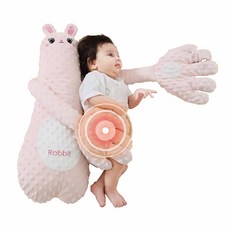 寶寶安撫擁抱枕 嬰兒睡眠安全枕 柔軟舒適可愛造型多功能安撫玩具, 小粉兔 智能拍打+啟蒙兒歌+雙手摟睡熱敷